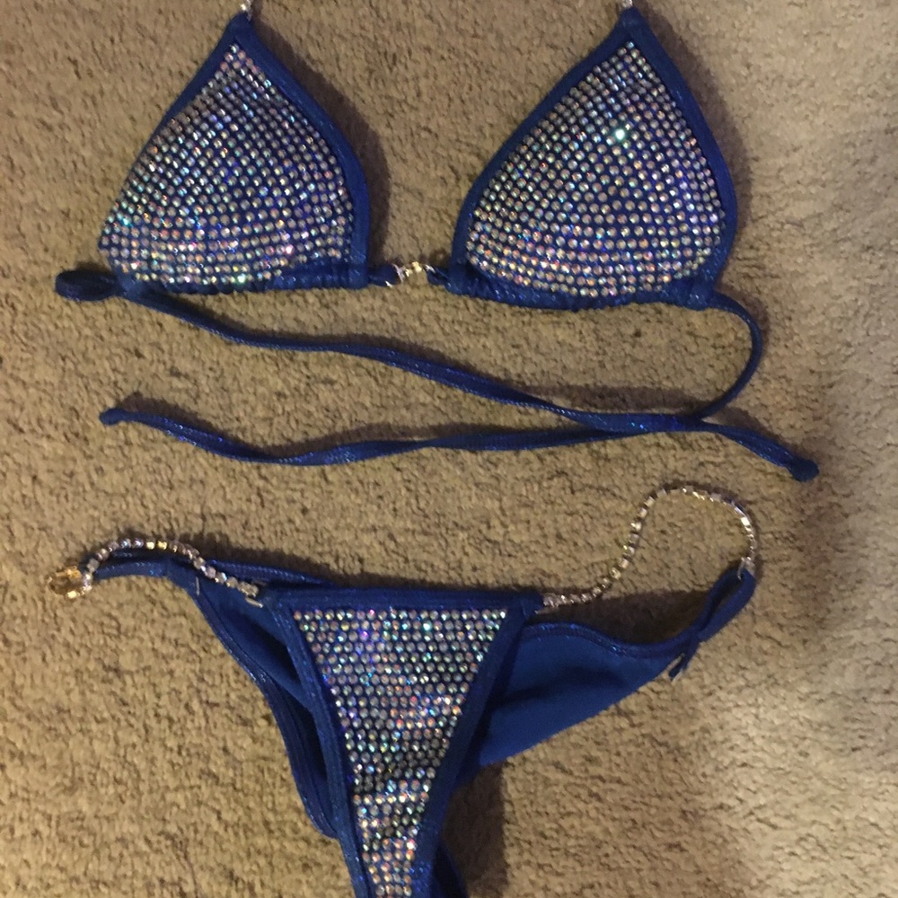 Blue competition bikini